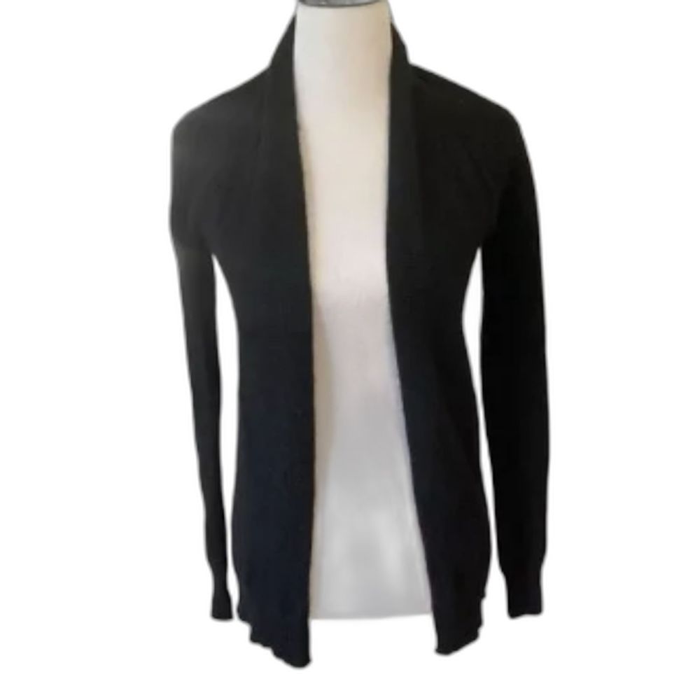 Lord & Taylor Long Black 100% Cashmere Open Cardigan - Closet Staple - XS